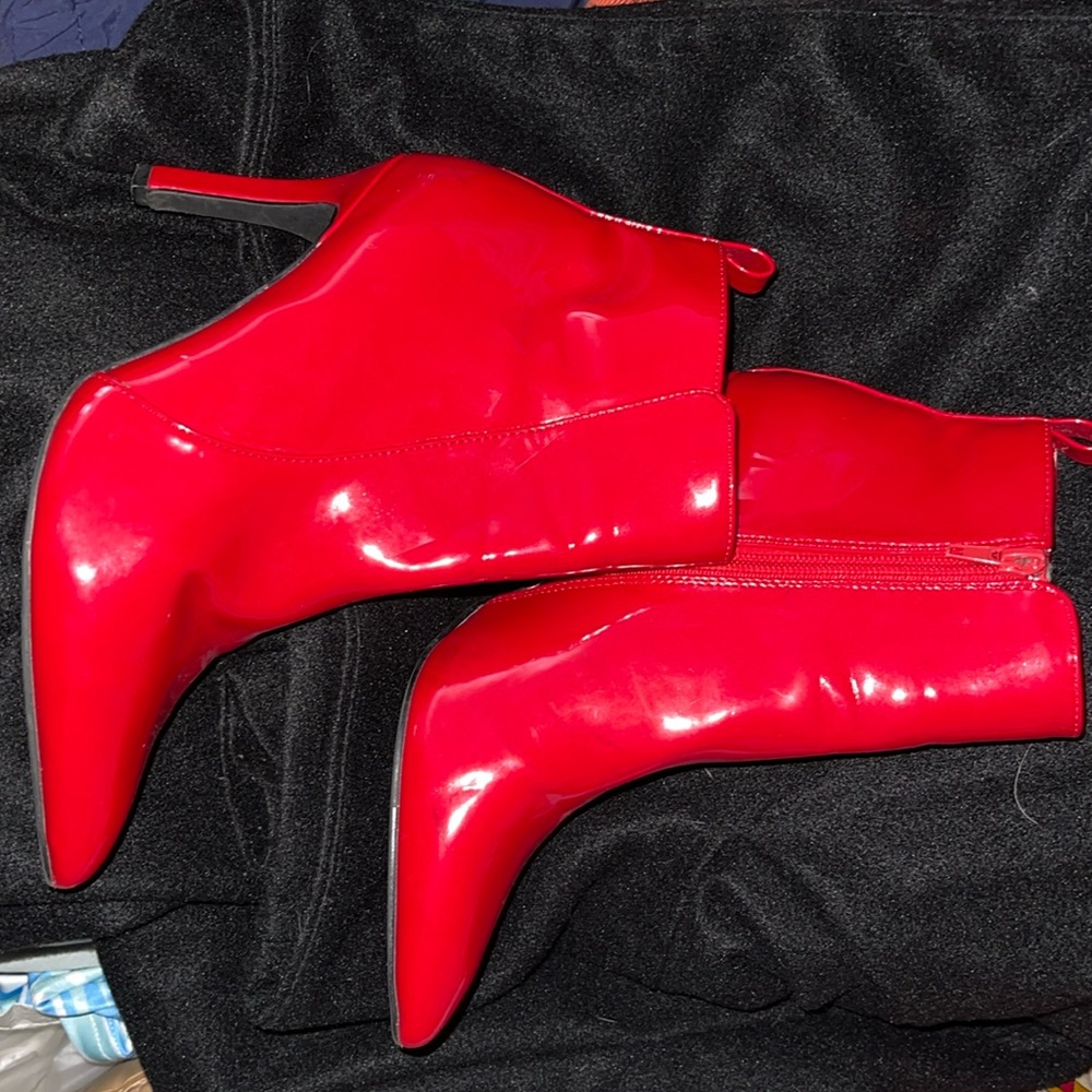 Red patent leather heels